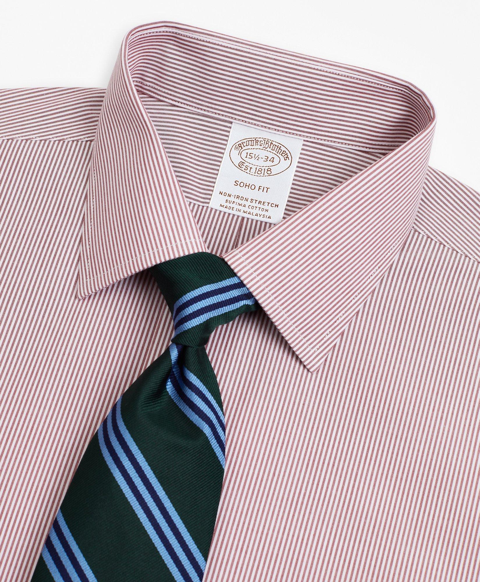 Stretch Soho Extra-Slim-Fit Dress Shirt, Non-Iron Poplin Ainsley Collar Fine Stripe, image 2