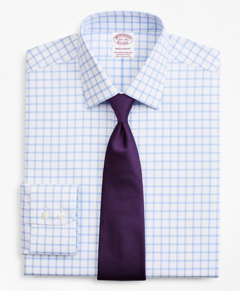 Stretch Madison Relaxed-Fit Dress Shirt, Non-Iron Twill Ainsley Collar Grid Check, image 1