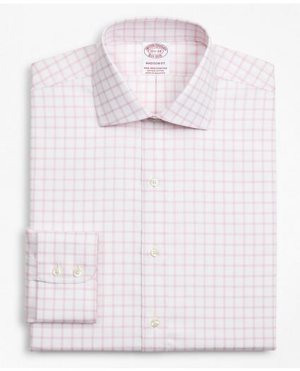 Stretch Madison Relaxed-Fit Dress Shirt, Non-Iron Twill English Collar Grid Check, image 4