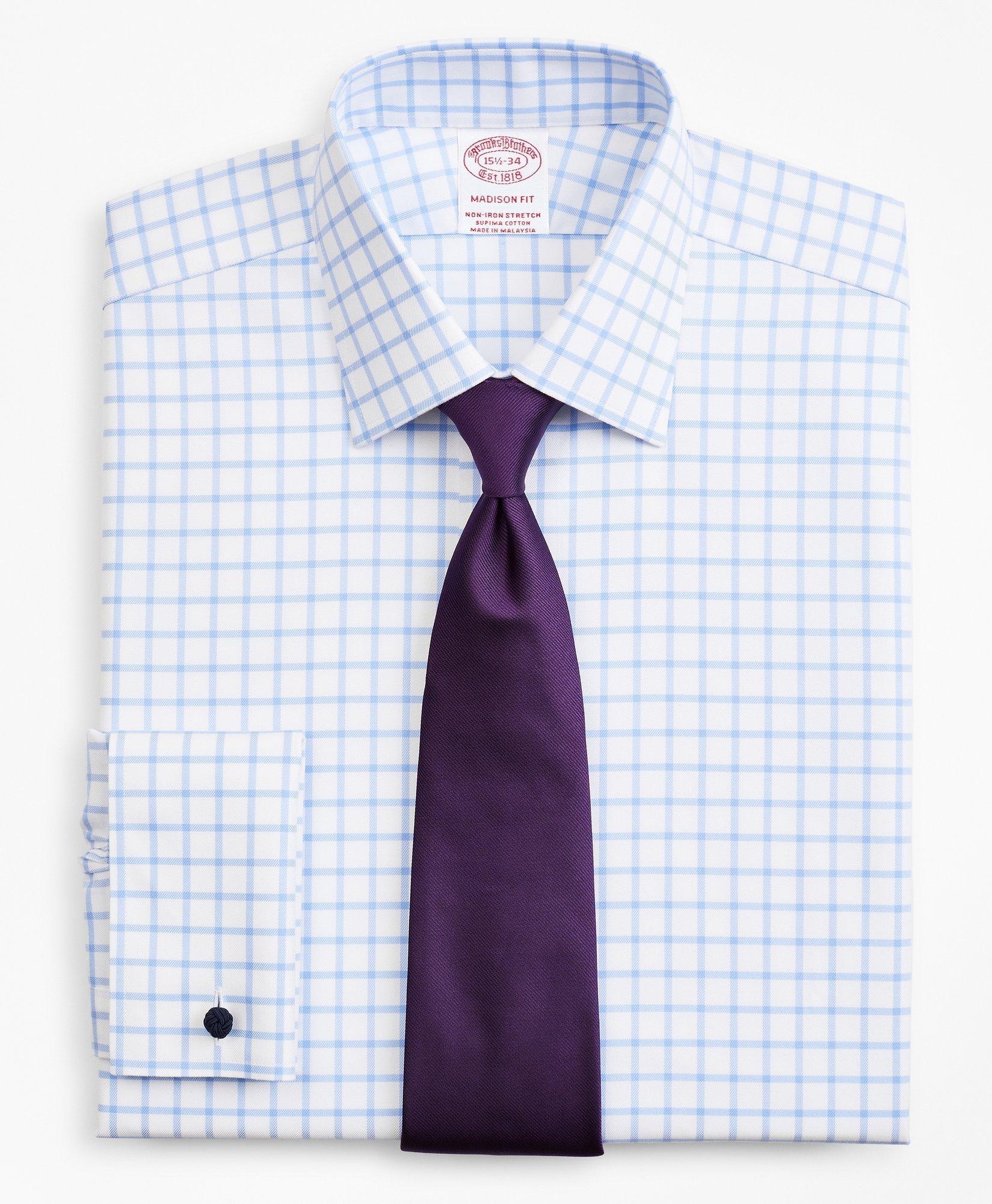 Stretch Madison Relaxed-Fit Dress Shirt, Non-Iron Twill Ainsley Collar ...