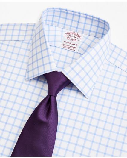 Stretch Madison Relaxed-Fit Dress Shirt, Non-Iron Twill Ainsley Collar French Cuff  Grid Check, image 2