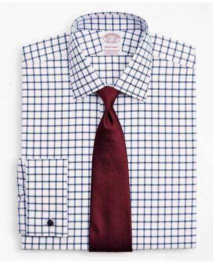 Stretch Madison Relaxed-Fit Dress Shirt, Non-Iron Twill Ainsley Collar French Cuff  Grid Check, image 1