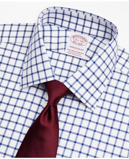 Stretch Madison Relaxed-Fit Dress Shirt, Non-Iron Twill Ainsley Collar French Cuff  Grid Check, image 2