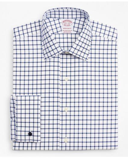 Stretch Madison Relaxed-Fit Dress Shirt, Non-Iron Twill Ainsley Collar French Cuff  Grid Check, image 4