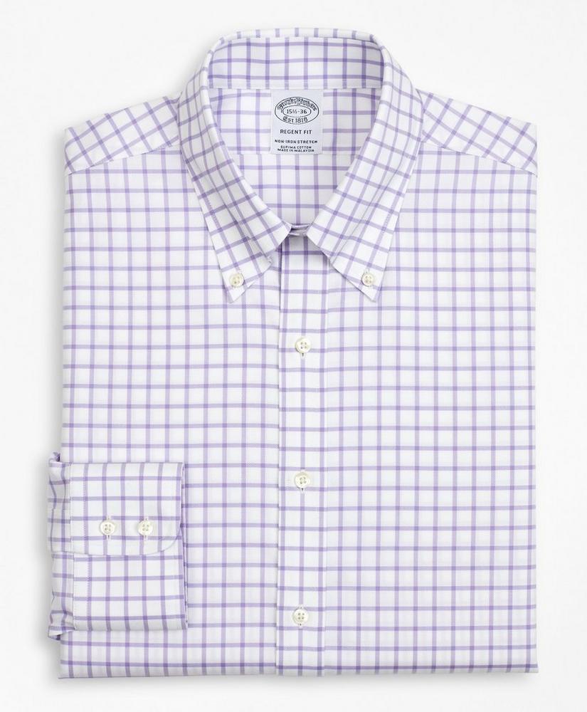 Stretch Regent Regular-Fit Dress Shirt, Non-Iron Twill Button-Down Collar Grid Check, image 4