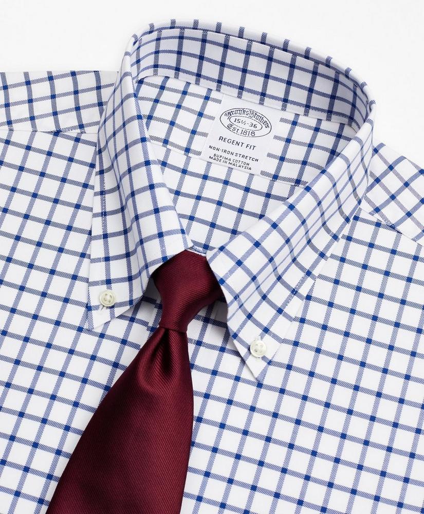 Stretch Regent Regular-Fit Dress Shirt, Non-Iron Twill Button-Down Collar Grid Check, image 2
