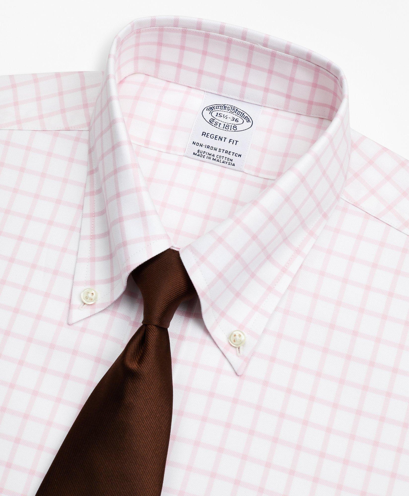 Stretch Regent Regular-Fit Dress Shirt, Non-Iron Twill Button-Down Collar Grid Check, image 2