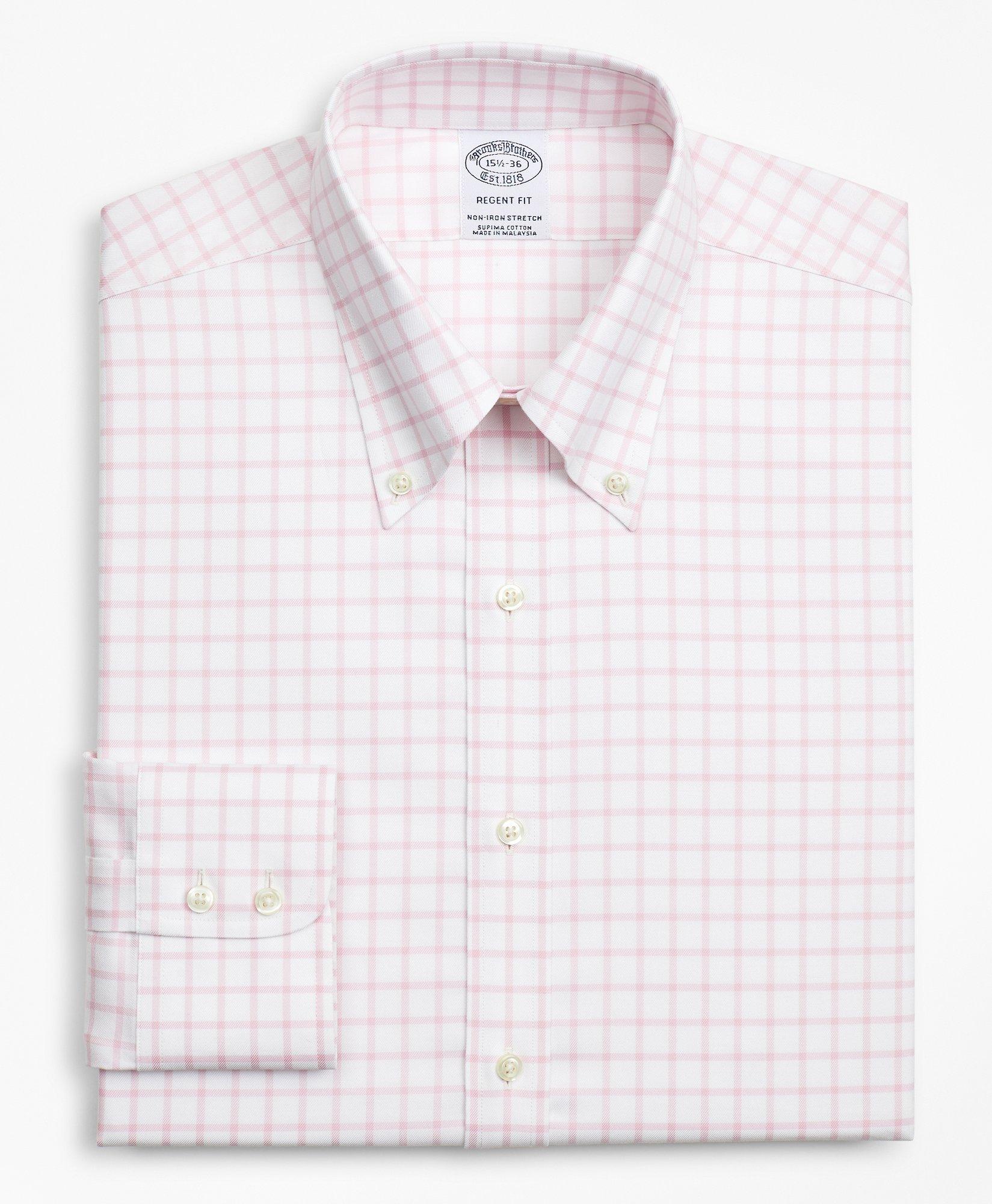 Stretch Regent Regular-Fit Dress Shirt, Non-Iron Twill Button-Down Collar Grid Check, image 4