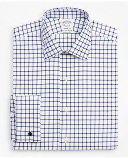 Stretch Regent Regular-Fit Dress Shirt, Non-Iron Twill Ainsley Collar French Cuff Grid Check, image 4