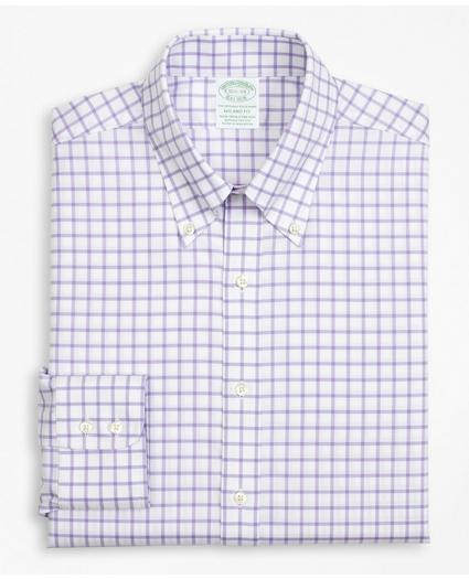 Stretch Milano Slim-Fit Dress Shirt, Non-Iron Twill Button-Down Collar Grid Check, image 4