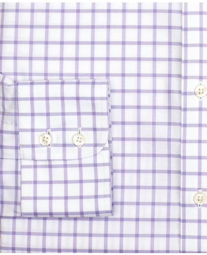 Stretch Milano Slim-Fit Dress Shirt, Non-Iron Twill English Collar Grid Check, image 3