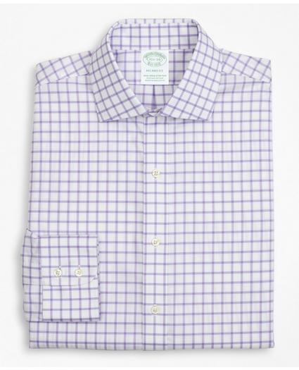 Stretch Milano Slim-Fit Dress Shirt, Non-Iron Twill English Collar Grid Check, image 4