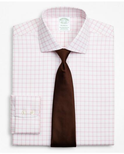 Stretch Milano Slim-Fit Dress Shirt, Non-Iron Twill English Collar Grid Check, image 1