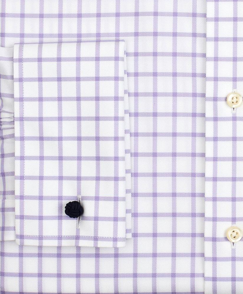 Stretch Milano Slim-Fit Dress Shirt, Non-Iron Twill Ainsley Collar French Cuff Grid Check, image 3