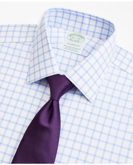 Stretch Milano Slim-Fit Dress Shirt, Non-Iron Twill Ainsley Collar French Cuff Grid Check, image 2