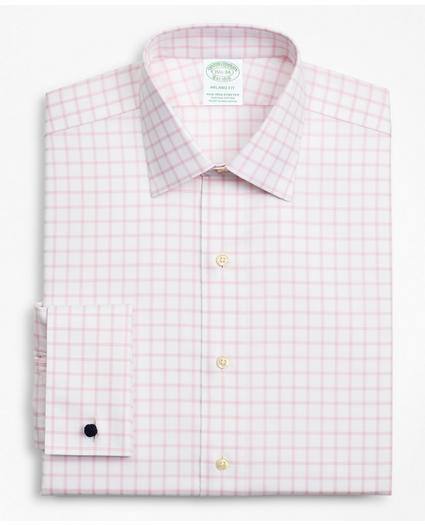 Stretch Milano Slim-Fit Dress Shirt, Non-Iron Twill Ainsley Collar French Cuff Grid Check, image 4