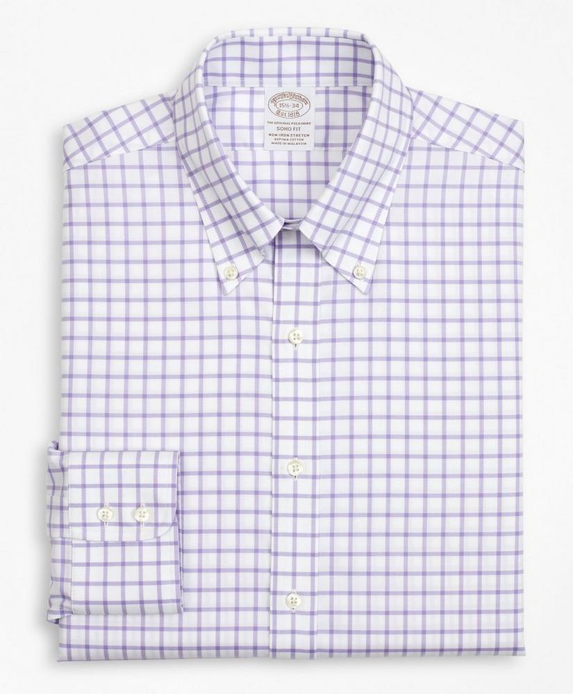 Stretch Soho Extra-Slim-Fit Dress Shirt, Non-Iron Twill Button-Down Collar Grid Check, image 4