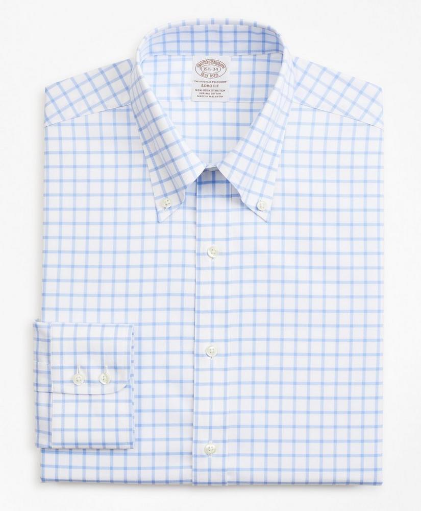 Stretch Soho Extra-Slim-Fit Dress Shirt, Non-Iron Twill Button-Down Collar Grid Check, image 4