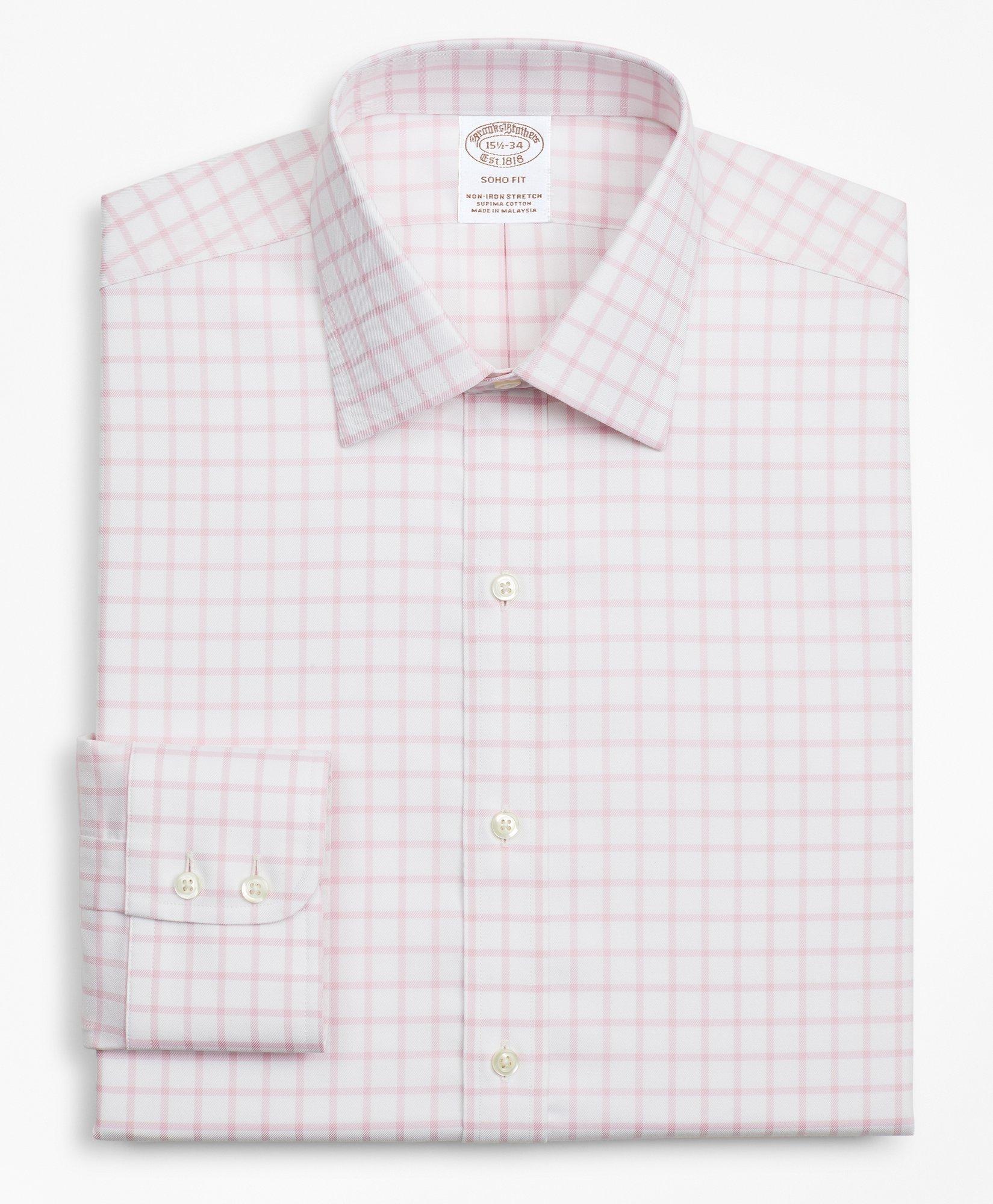Stretch Soho Extra-Slim-Fit Dress Shirt, Non-Iron Twill Ainsley Collar Grid Check, image 4