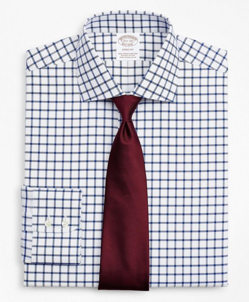 Stretch Soho Extra-Slim-Fit Dress Shirt, Non-Iron Twill English Collar Grid Check, image 1