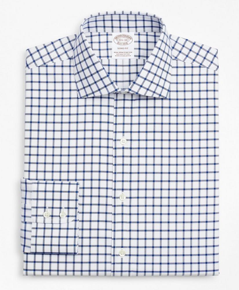Stretch Soho Extra-Slim-Fit Dress Shirt, Non-Iron Twill English Collar Grid Check, image 4