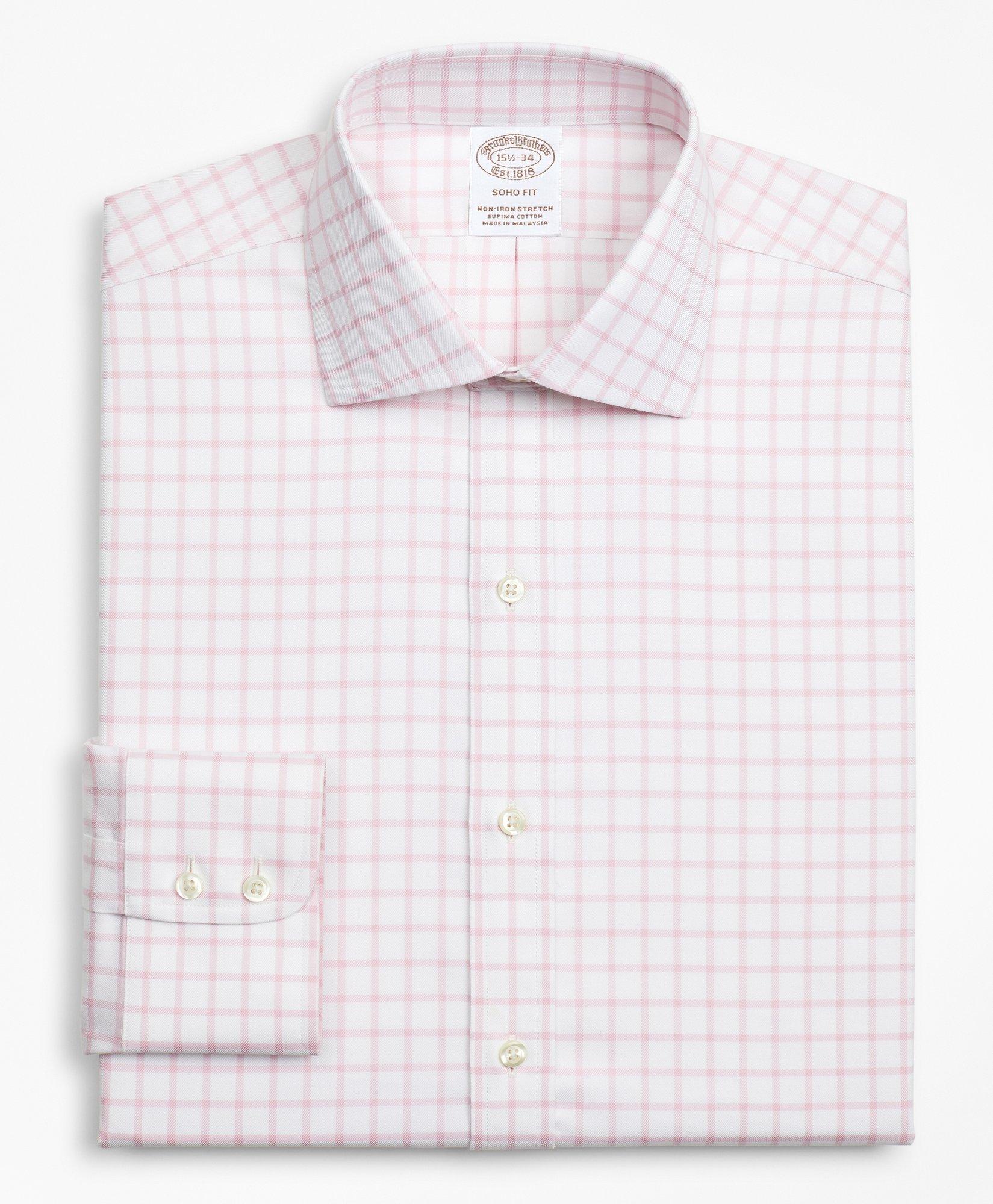 Stretch Soho Extra-Slim-Fit Dress Shirt, Non-Iron Twill English Collar Grid  Check