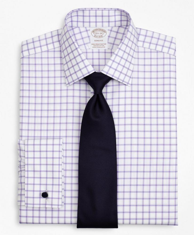 Stretch Soho Extra-Slim-Fit Dress Shirt, Non-Iron Twill Ainsley Collar French Cuff Grid Check, image 1