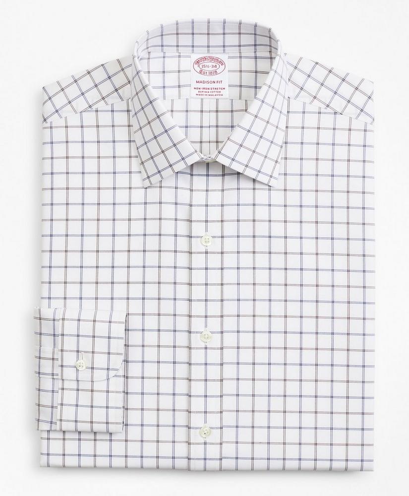 Stretch Madison Relaxed-Fit Dress Shirt, Non-Iron Poplin Ainsley Collar Double-Grid Check, image 4