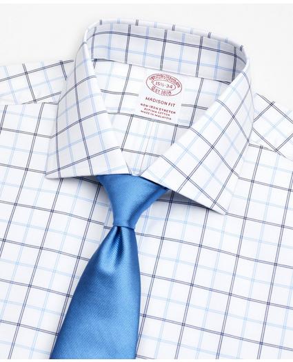 Stretch Madison Relaxed-Fit Dress Shirt, Non-Iron Poplin English Collar Double-Grid Check, image 2