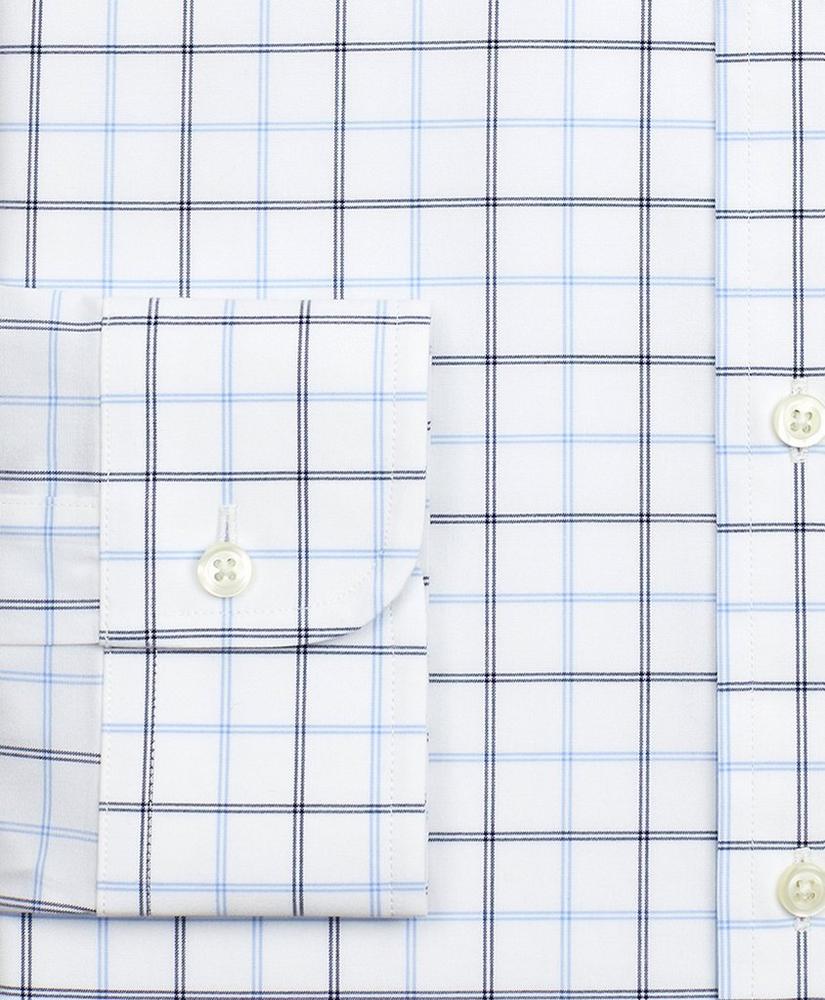 Stretch Milano Slim-Fit Dress Shirt, Non-Iron Poplin English Collar Double-Grid Check, image 3