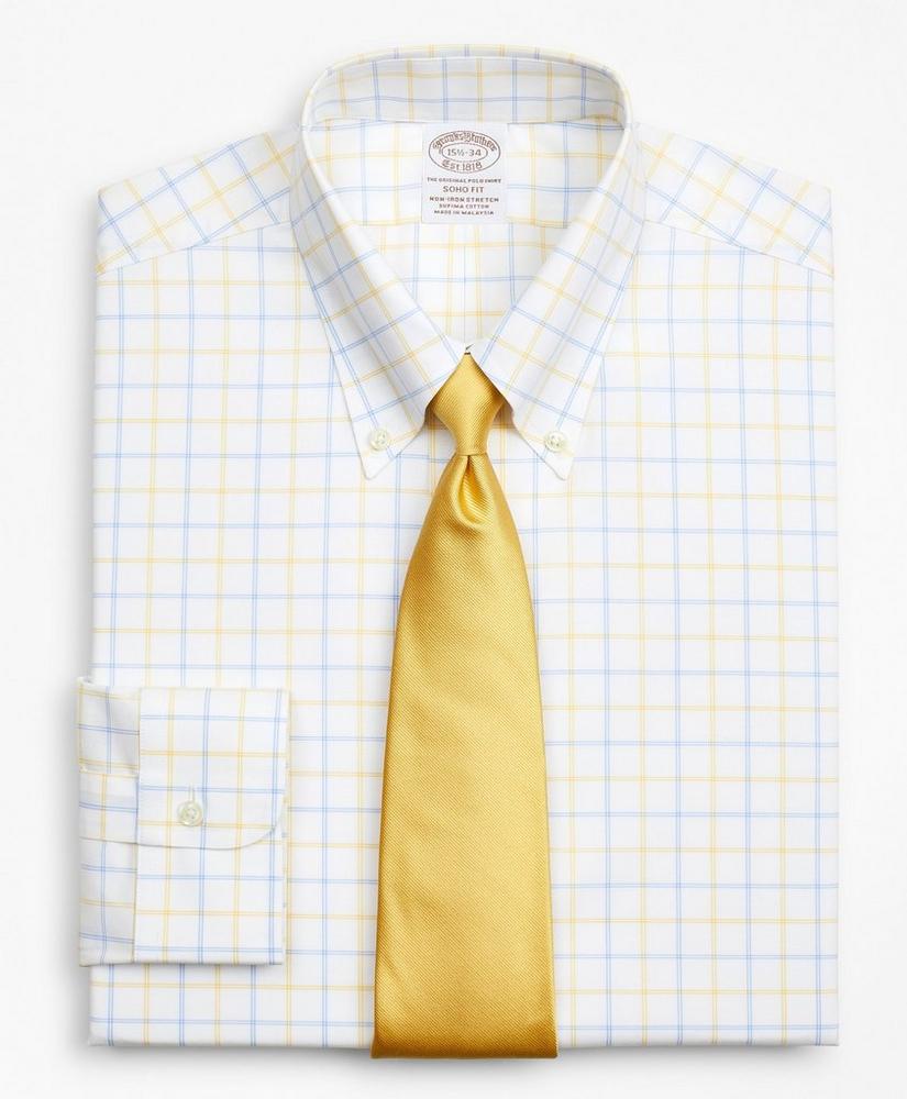 Stretch Soho Extra-Slim-Fit Dress Shirt, Non-Iron Poplin Button-Down Collar Double-Grid Check, image 1