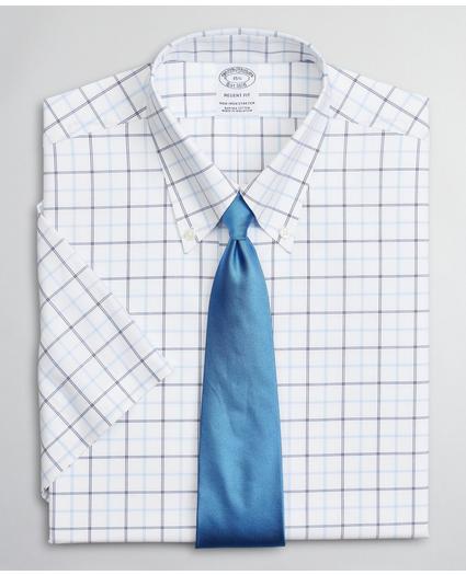Stretch Regent Regular-Fit Dress Shirt, Non-Iron Twill Short-Sleeve Double-Grid Check, image 1