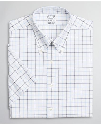 Stretch Regent Regular-Fit Dress Shirt, Non-Iron Twill Short-Sleeve Double-Grid Check, image 4