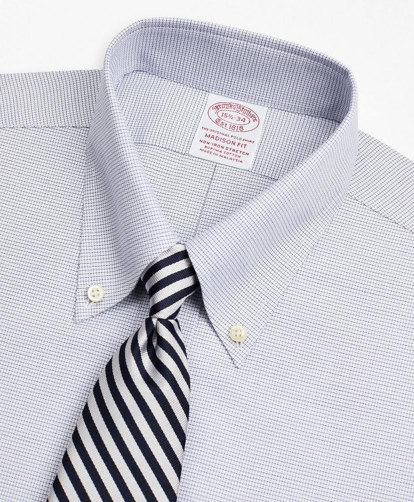 Stretch Madison Relaxed-Fit Dress Shirt, Non-Iron Twill Button-Down Collar Micro-Check, image 2
