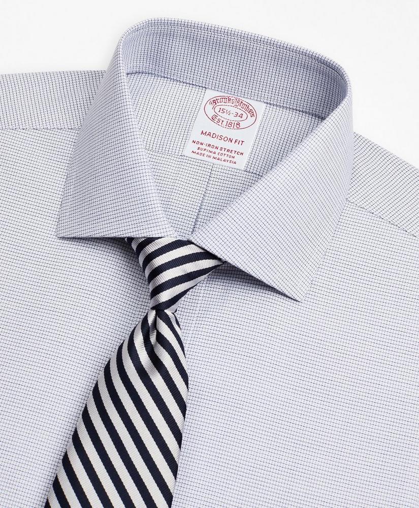 Stretch Madison Relaxed-Fit Dress Shirt, Non-Iron Twill English Collar Micro-Check, image 2