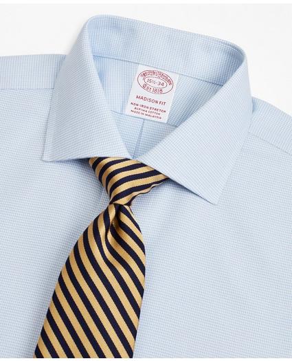 Stretch Madison Relaxed-Fit Dress Shirt, Non-Iron Twill English Collar French Cuff Micro-Check, image 2