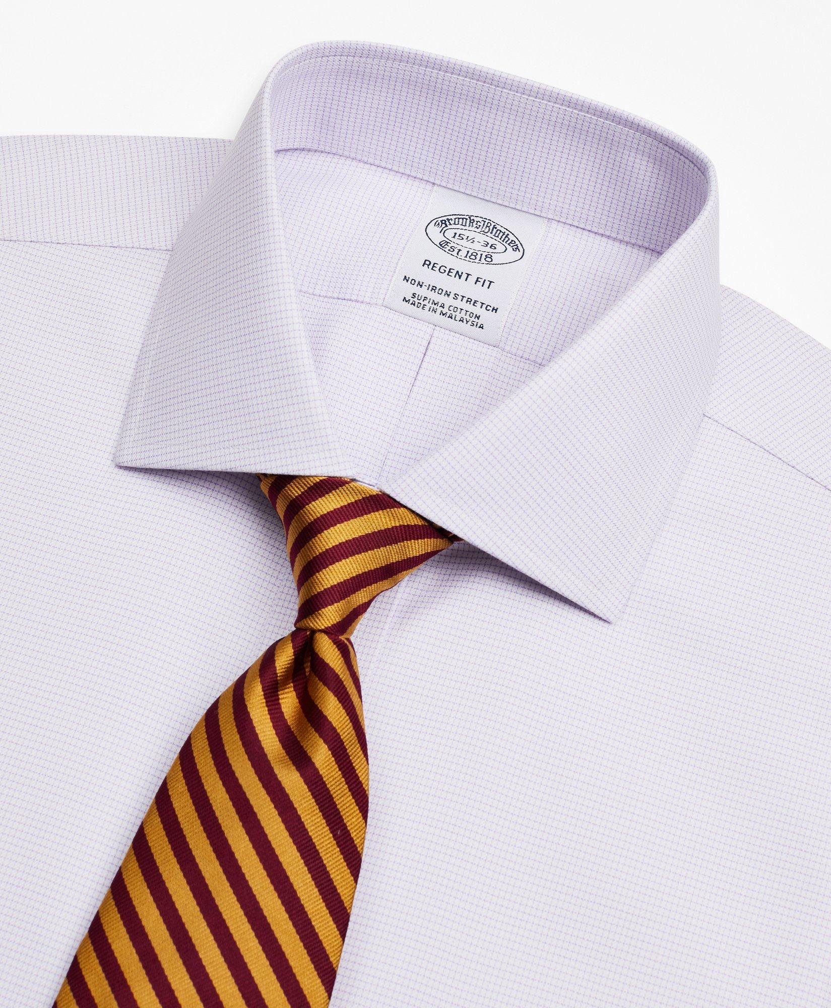 Stretch Regent Regular-Fit Dress Shirt, Non-Iron Twill English Collar Micro-Check, image 2