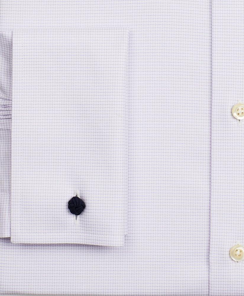 Stretch Milano Slim-Fit Dress Shirt, Non-Iron Twill English Collar French Cuff Micro-Check, image 3