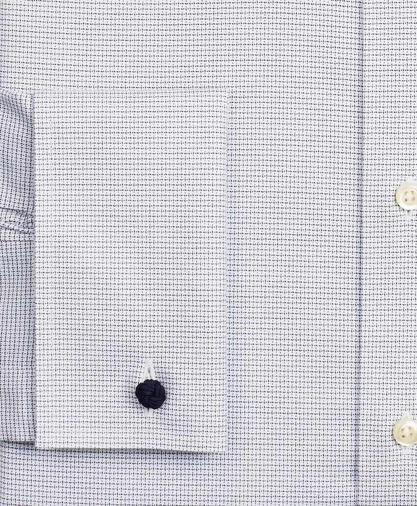 Stretch Milano Slim-Fit Dress Shirt, Non-Iron Twill English Collar French Cuff Micro-Check, image 3
