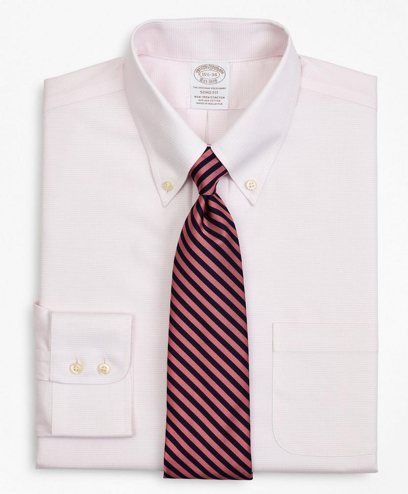 Stretch Soho Extra-Slim-Fit Dress Shirt, Non-Iron Twill Button-Down Collar Micro-Check, image 1