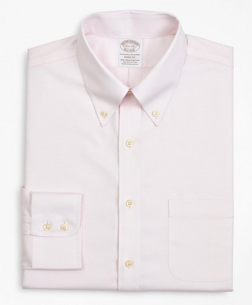 Stretch Soho Extra-Slim-Fit Dress Shirt, Non-Iron Twill Button-Down Collar Micro-Check, image 4
