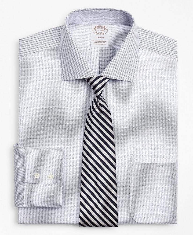 Stretch Soho Extra-Slim-Fit Dress Shirt, Non-Iron Twill English Collar Micro-Check, image 1