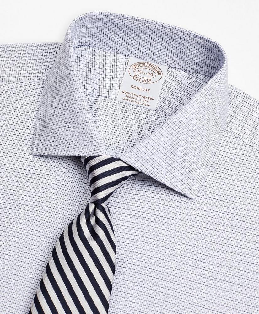 Stretch Soho Extra-Slim-Fit Dress Shirt, Non-Iron Twill English Collar French Cuff Micro-Check, image 2