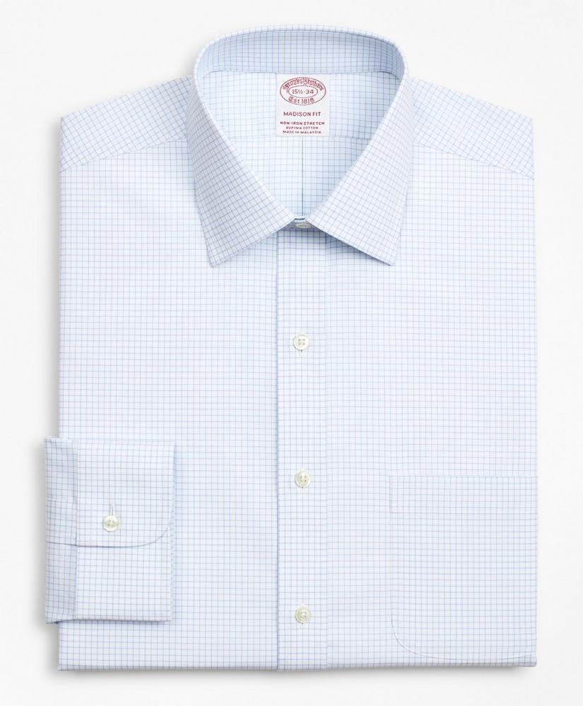 Stretch Madison Relaxed-Fit Dress Shirt, Non-Iron Poplin Ainsley Collar Small Grid Check, image 4