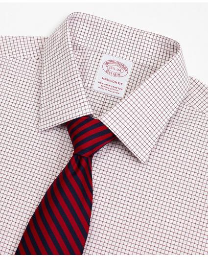 Stretch Madison Relaxed-Fit Dress Shirt, Non-Iron Poplin Ainsley Collar Small Grid Check, image 2