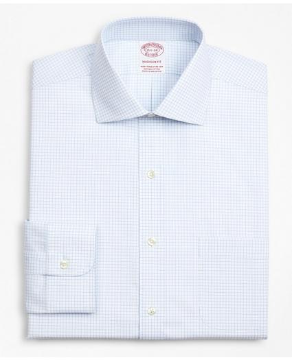 Stretch Madison Relaxed-Fit Dress Shirt, Non-Iron Poplin English Collar Small Grid Check, image 4