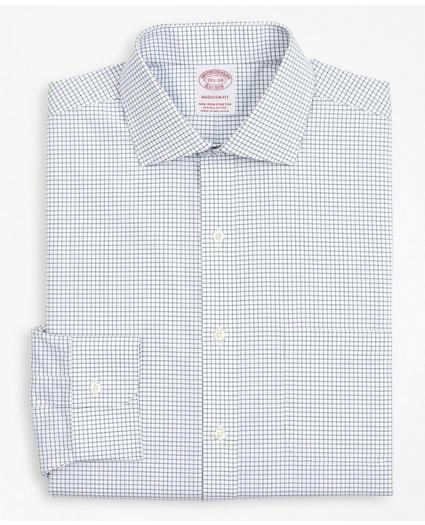 Stretch Madison Relaxed-Fit Dress Shirt, Non-Iron Poplin English Collar Small Grid Check, image 4