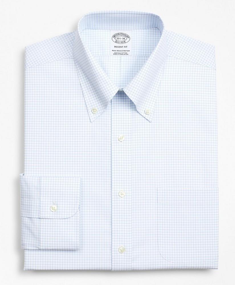 Stretch Regent Regular-Fit Dress Shirt, Non-Iron Poplin Button-Down Collar Small Grid Check, image 4