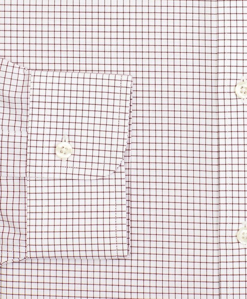 Stretch Milano Slim-Fit Dress Shirt, Non-Iron Poplin English Collar Small Grid Check, image 3