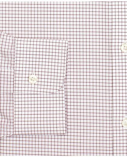 Stretch Milano Slim-Fit Dress Shirt, Non-Iron Poplin English Collar Small Grid Check, image 3